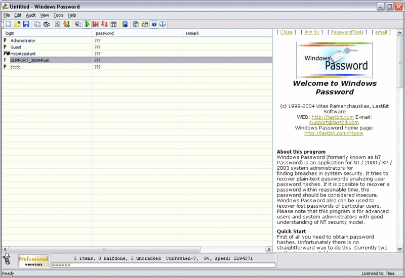 Windows Password Screenshot